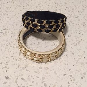 Black and gold and Cream and gold bangles